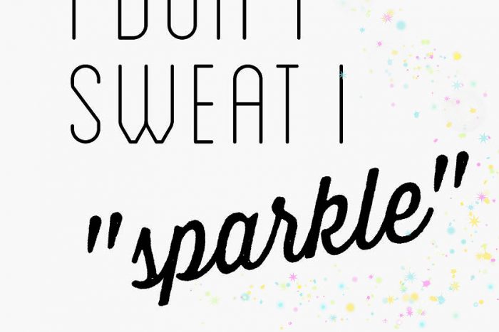 simple thoughts sweat sparkle quote